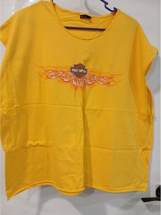 Harley-Davidson Other - Orange Harley Davidson Yellow flame t-shirt cut off Harding Corning,NY XL